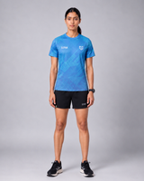 Blue Stripe Print Round Neck Dri- Fit T-Shirt