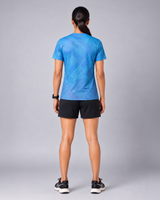Blue Stripe Print Round Neck Dri- Fit T-Shirt