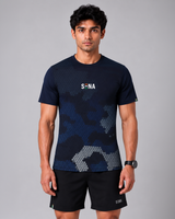 Dark Navy Camo Round Neck Dri-Fit T-Shirt | 180 GSM Athleisure Tee