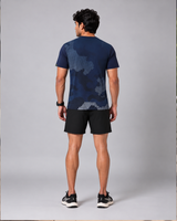 Dark Navy Camo Round Neck Dri-Fit T-Shirt | 180 GSM Athleisure Tee