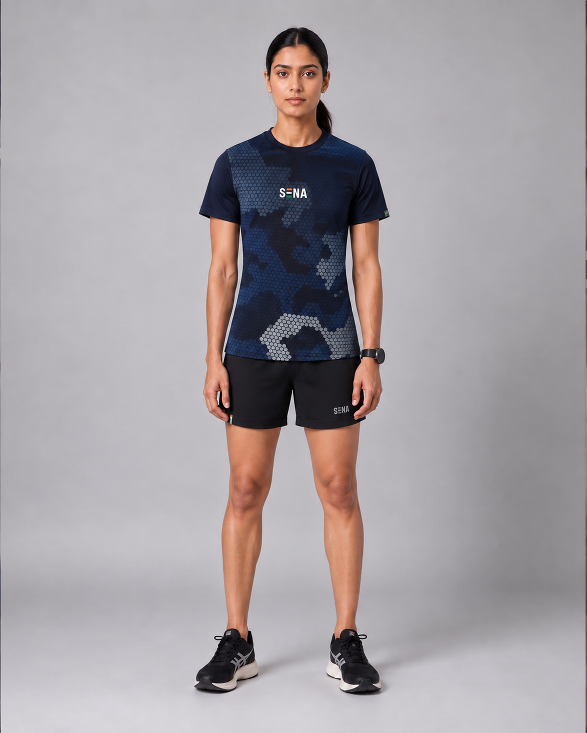 Dark Navy Camo Round Neck Dri-Fit T-Shirt | 180 GSM Athleisure Tee