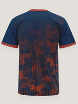 Blue Orange Camo Round Neck Dri- Fit T-Shirt