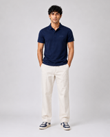 Navy Blue Half Sleeves Embroidered Polo