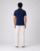 Navy Blue Half Sleeves Embroidered Polo