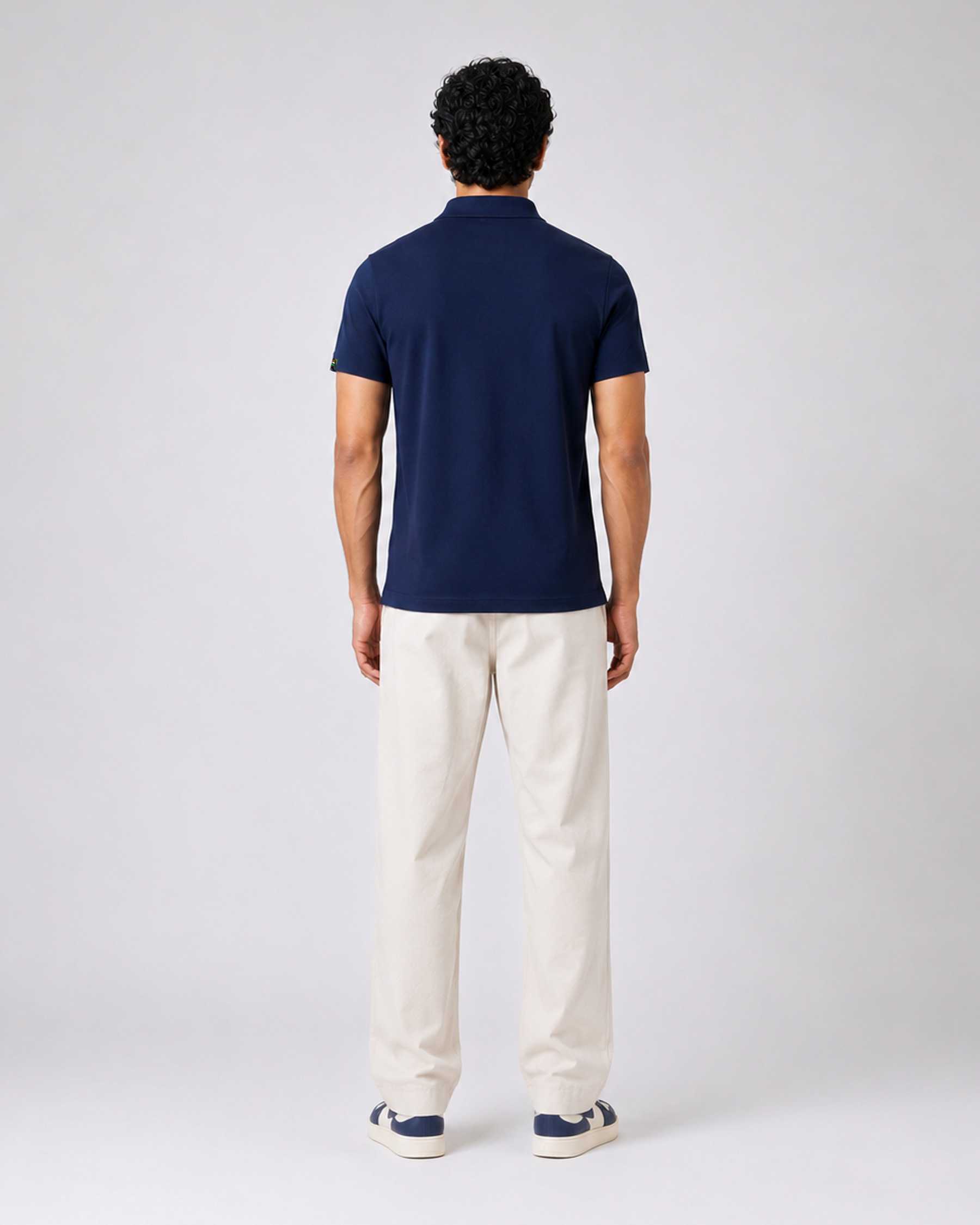 Navy Blue Half Sleeves Embroidered Polo