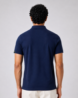 Navy Blue Half Sleeves Embroidered Polo
