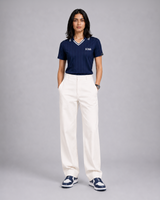 Navy Blue Pinstripe Polo Collar Dri-Fit T-Shirt