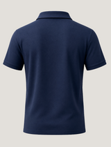 Navy Blue Half Sleeves Embroidered Polo
