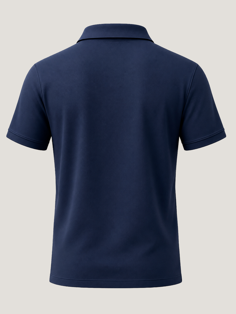 Navy Blue Half Sleeves Embroidered Polo