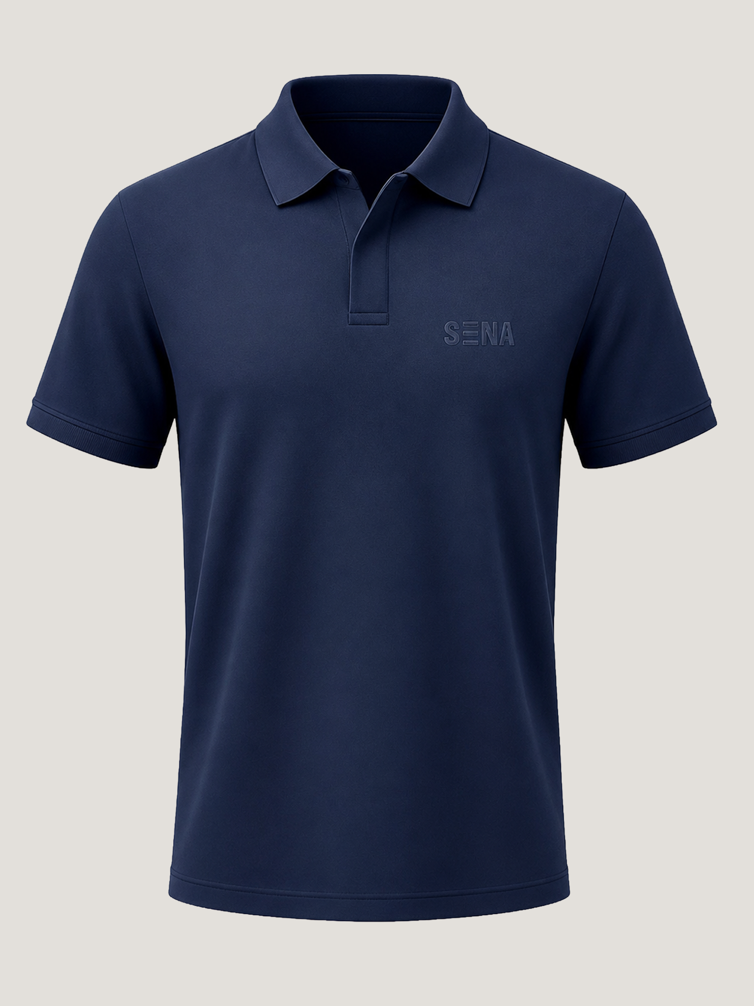 Navy Blue Half Sleeves Embroidered Polo