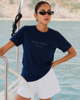 Navy Blue Special Forces T-Shirt | 220 GSM Cotton | Embroidered Relaxed Fit