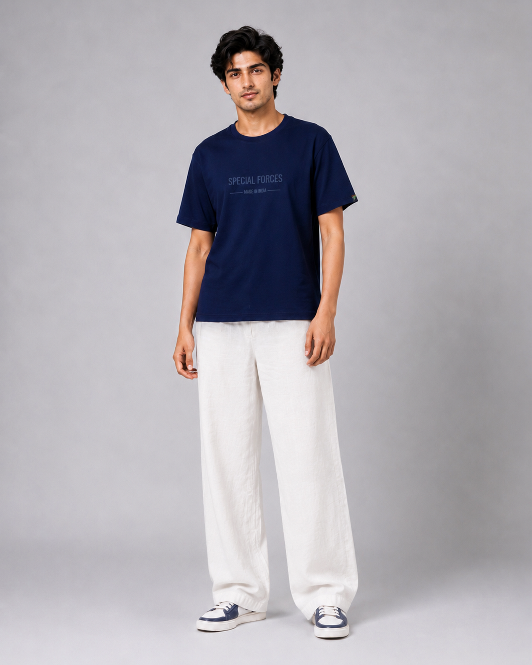 Navy Blue Special Forces T-Shirt | 220 GSM Cotton | Embroidered Relaxed Fit