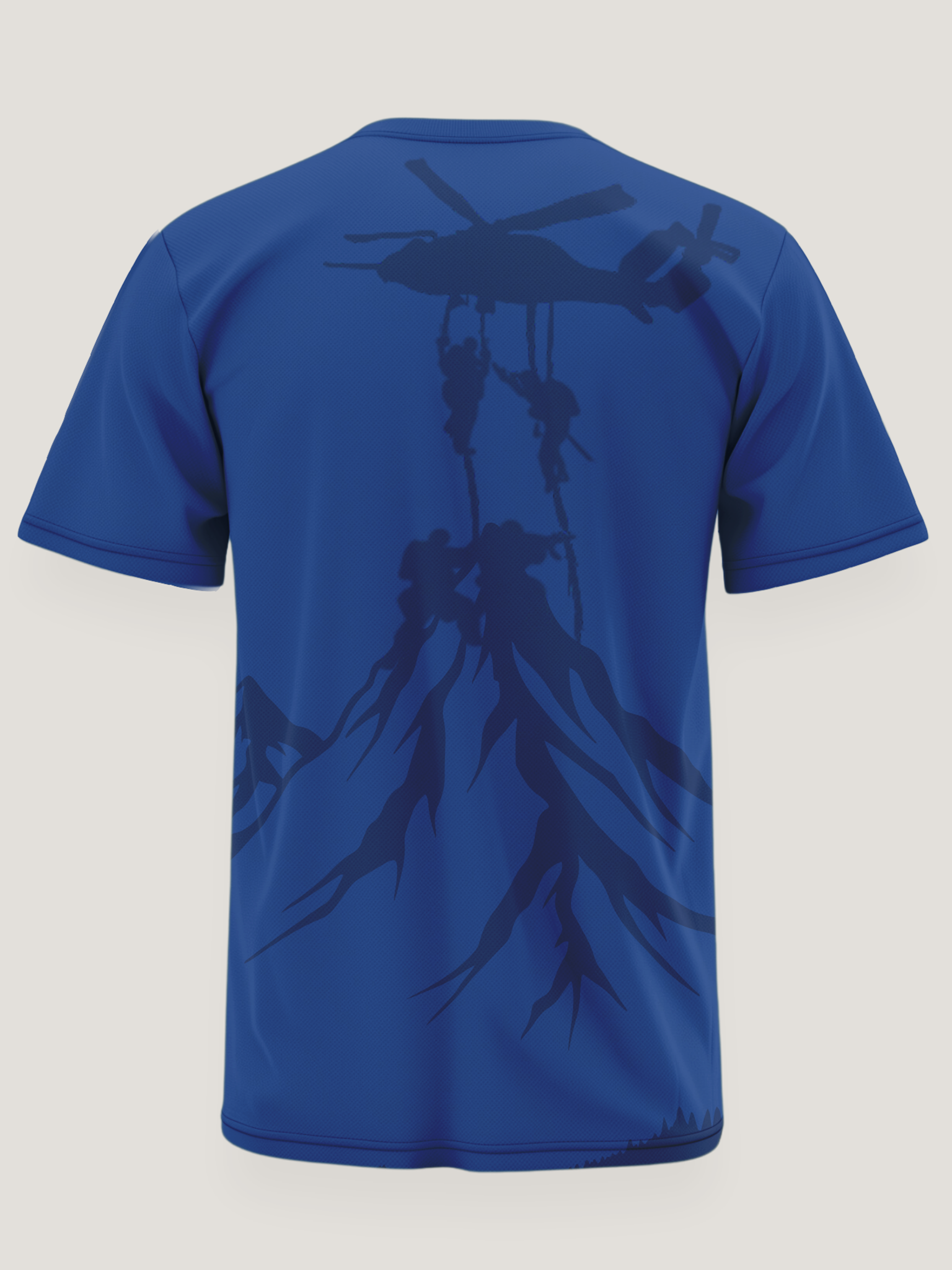 Navy Blue Mountain Print Round Neck Dri-Fit T-Shirt