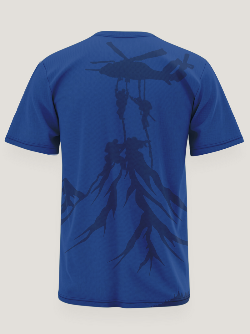 Navy Blue Mountain Print Round Neck Dri-Fit T-Shirt