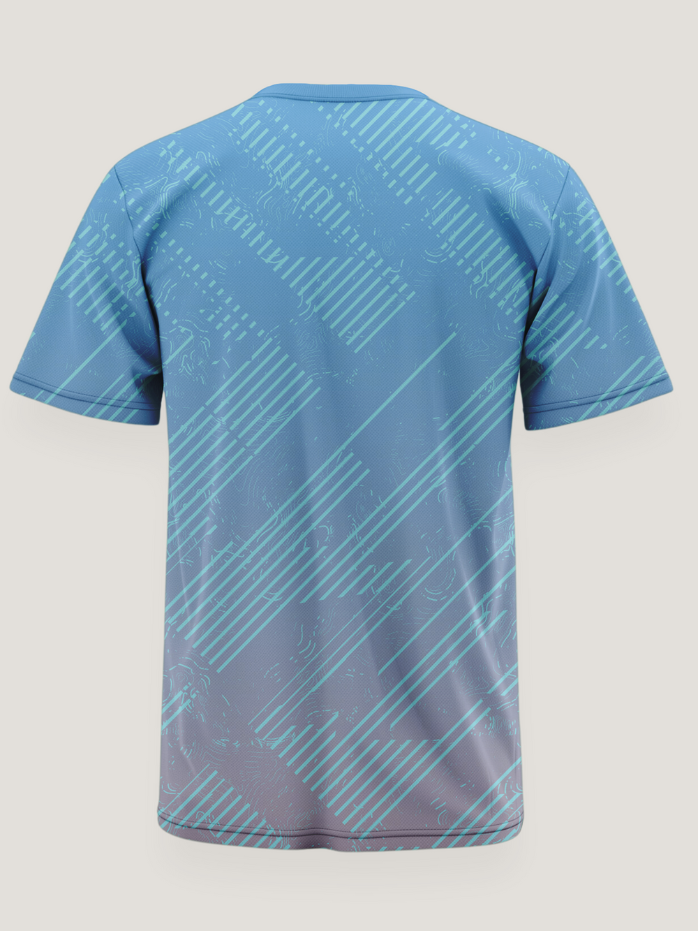 Blue Stripe Print Round Neck Dri- Fit T-Shirt