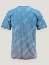 Blue Stripe Print Round Neck Dri- Fit T-Shirt