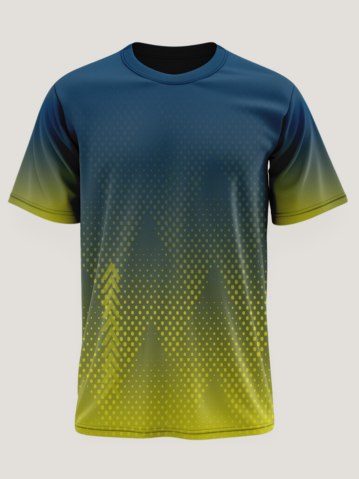 Blue Yellow Gradient Round Neck Dri-Fit T-Shirt