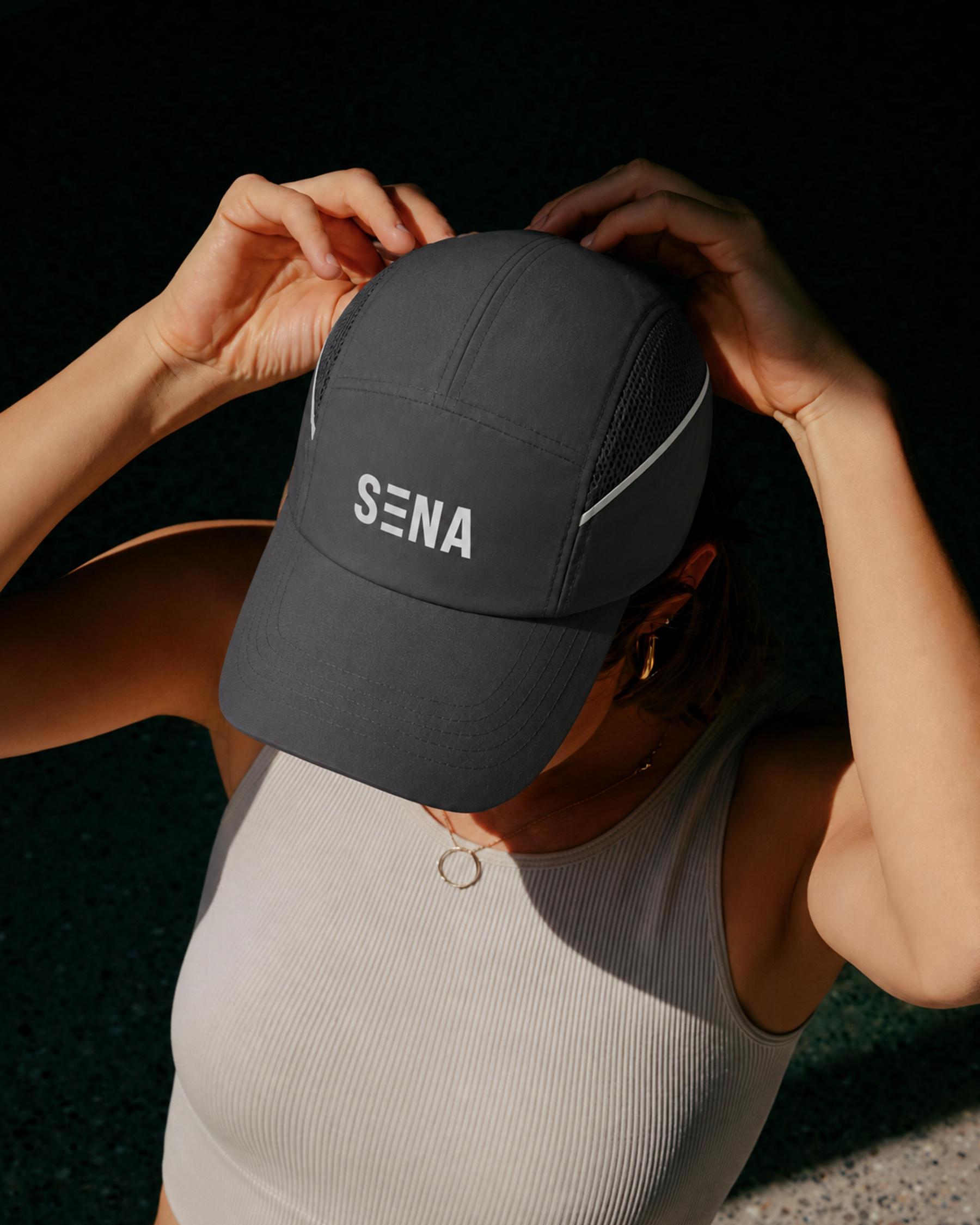 SENA Dark Grey Dri-Fit Cap | Premium NS Fabric | Activewear Hat