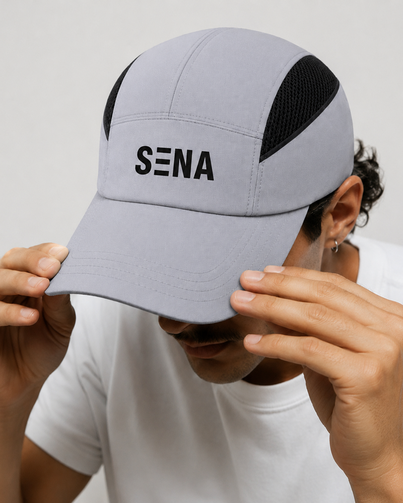 SENA Light Grey Dri-Fit Cap | Premium NS Fabric | Activewear Hat
