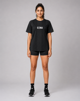 Black Chevron Print Round Neck Dri -Fit T-Shirt