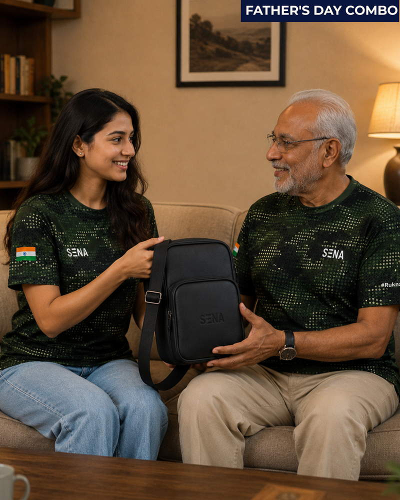 Dad's Signature Set | Amar Jawan Performance Athleisure T-Shirt + Sling Tactical Crossbody Bag