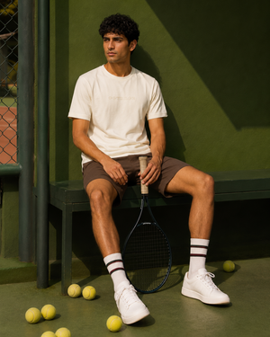 Light Beige COURAGE Embroidered T-Shirt | 220 GSM Cotton Sinker Relaxed Fit Tee