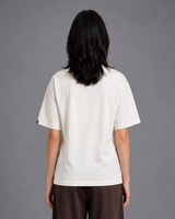 Light Beige COURAGE Embroidered T-Shirt | 220 GSM Cotton Sinker Relaxed Fit Tee