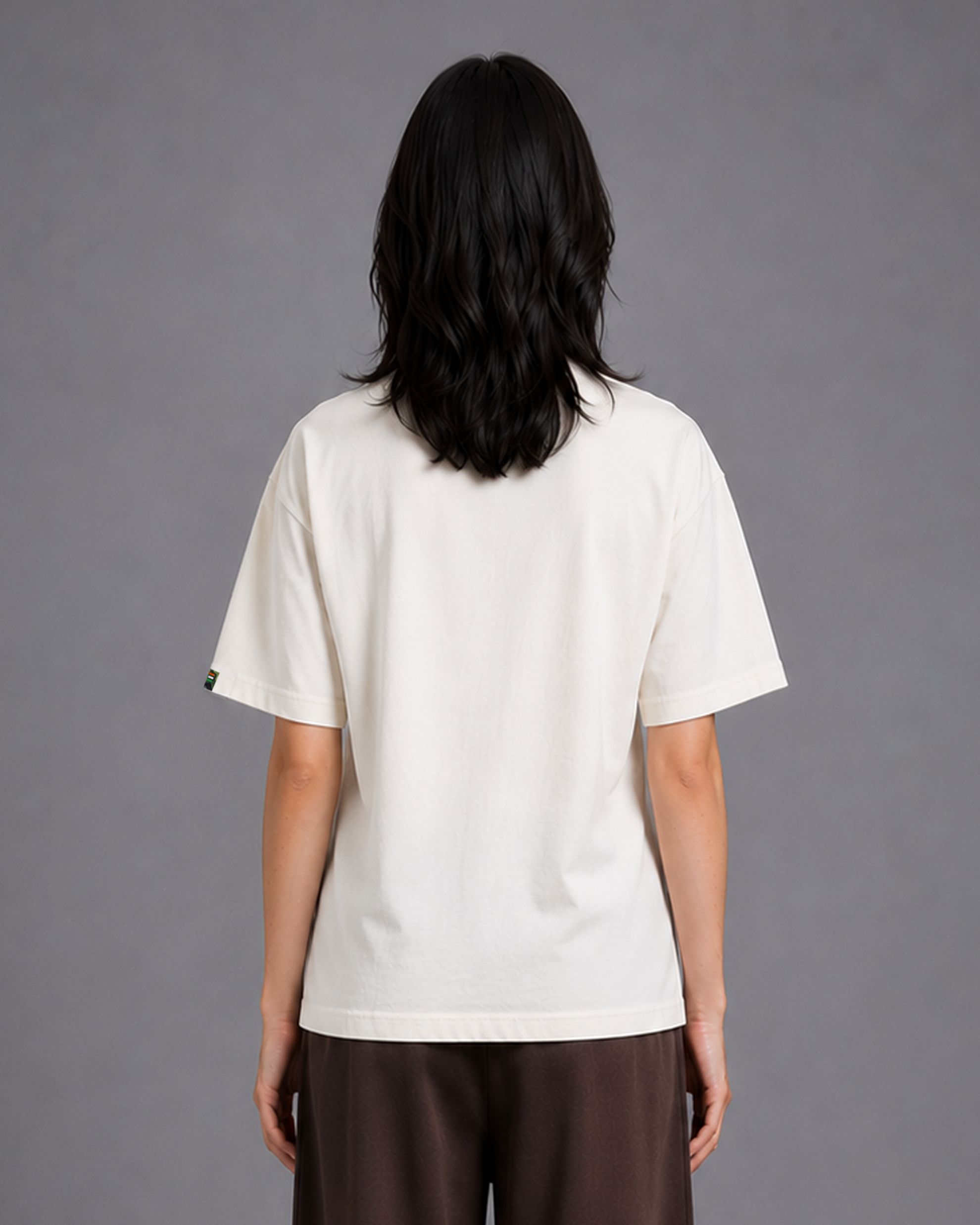 Light Beige COURAGE Embroidered T-Shirt | 220 GSM Cotton Sinker Relaxed Fit Tee