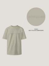 Light Beige COURAGE Embroidered T-Shirt | 220 GSM Cotton Sinker Relaxed Fit Tee