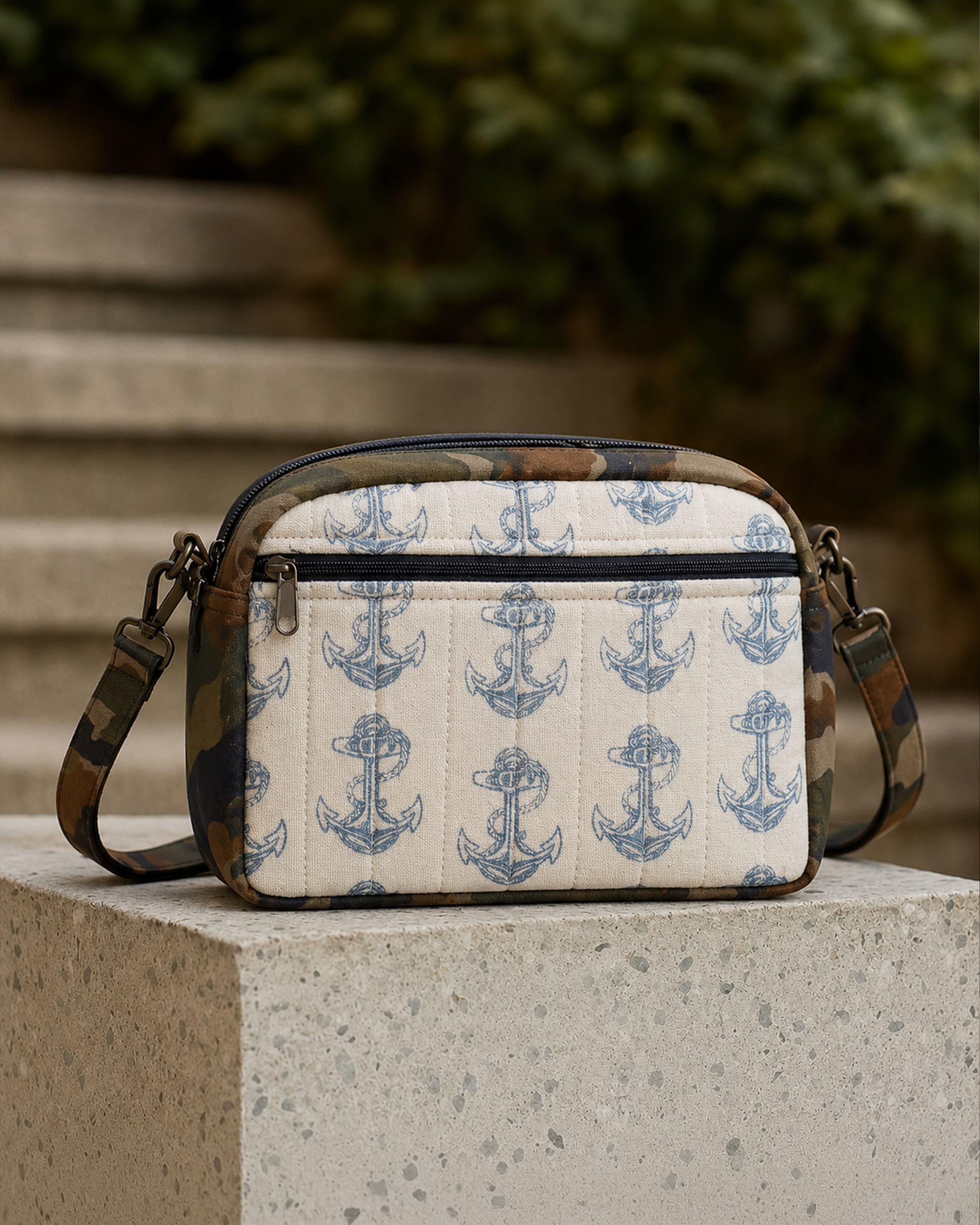 Navy Print Crossbody Bag
