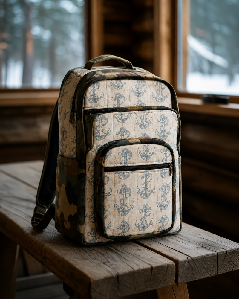 Navy Print Backpack