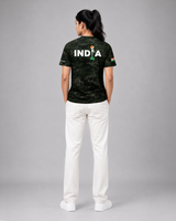 Dark Green Camouflage Print Round Neck 180 GSM Dri-Fit T-Shirt | 'Amar Jawan' Patriot Tee