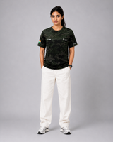 Dark Green Camouflage Print Round Neck 180 GSM Dri-Fit T-Shirt | 'Amar Jawan' Patriot Tee