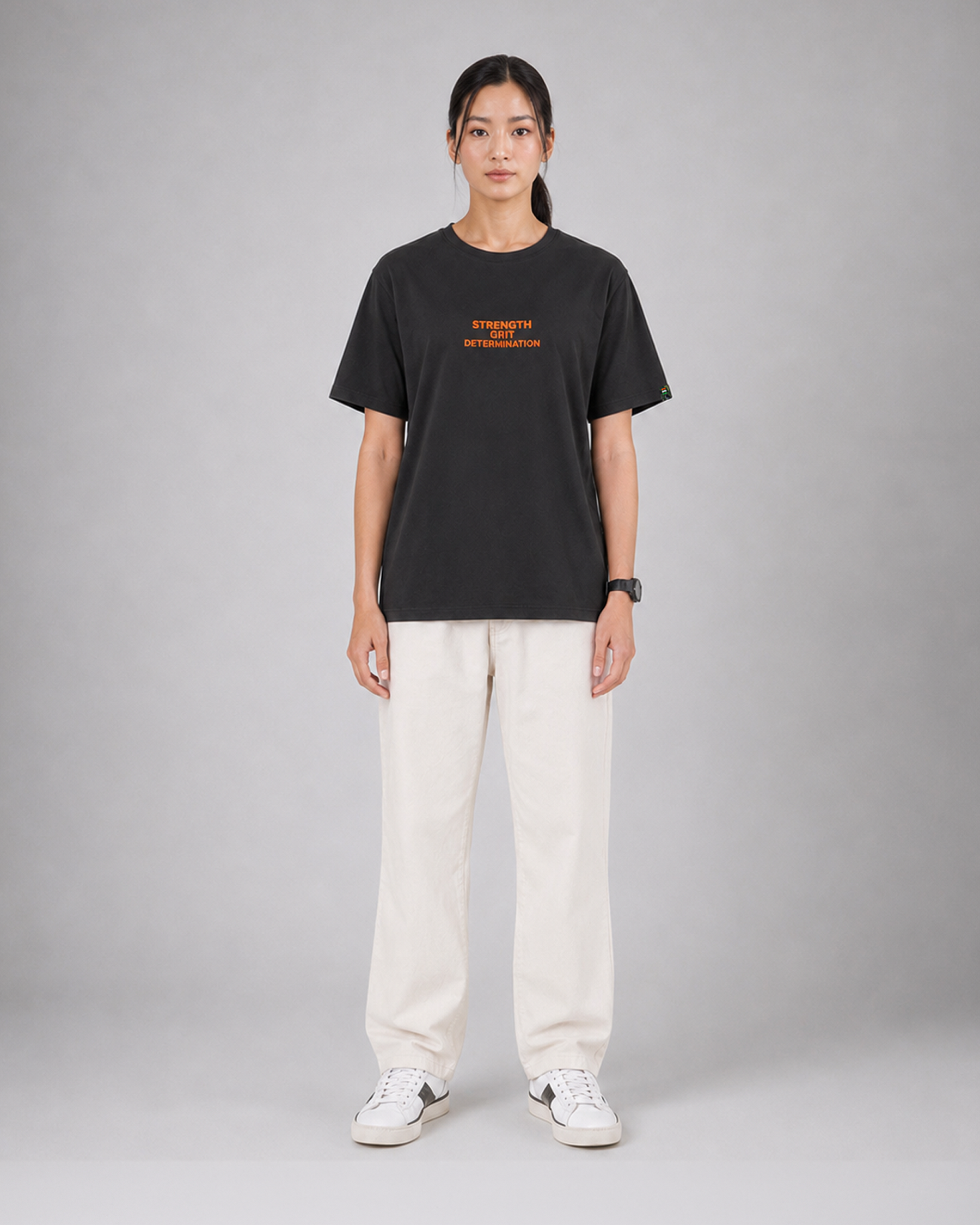 Strength Grit Determination T-Shirt | 220 GSM Cotton Sinker | Dark Grey Relaxed Fit Tee