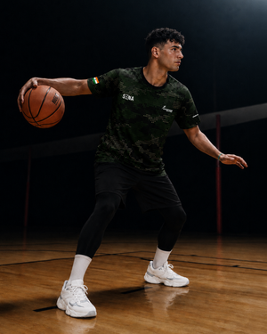 Dark Green Camouflage Print Round Neck 180 GSM Dri-Fit T-Shirt | 'Amar Jawan' Patriot Tee