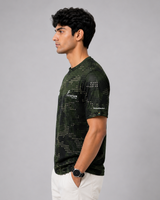Dark Green Camouflage Print Round Neck 180 GSM Dri-Fit T-Shirt | 'Amar Jawan' Patriot Tee