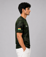 Dark Green Camouflage Print Round Neck 180 GSM Dri-Fit T-Shirt | 'Amar Jawan' Patriot Tee