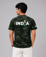 Dark Green Camouflage Print Round Neck 180 GSM Dri-Fit T-Shirt | 'Amar Jawan' Patriot Tee