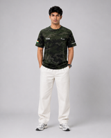 Dark Green Camouflage Print Round Neck 180 GSM Dri-Fit T-Shirt | 'Amar Jawan' Patriot Tee