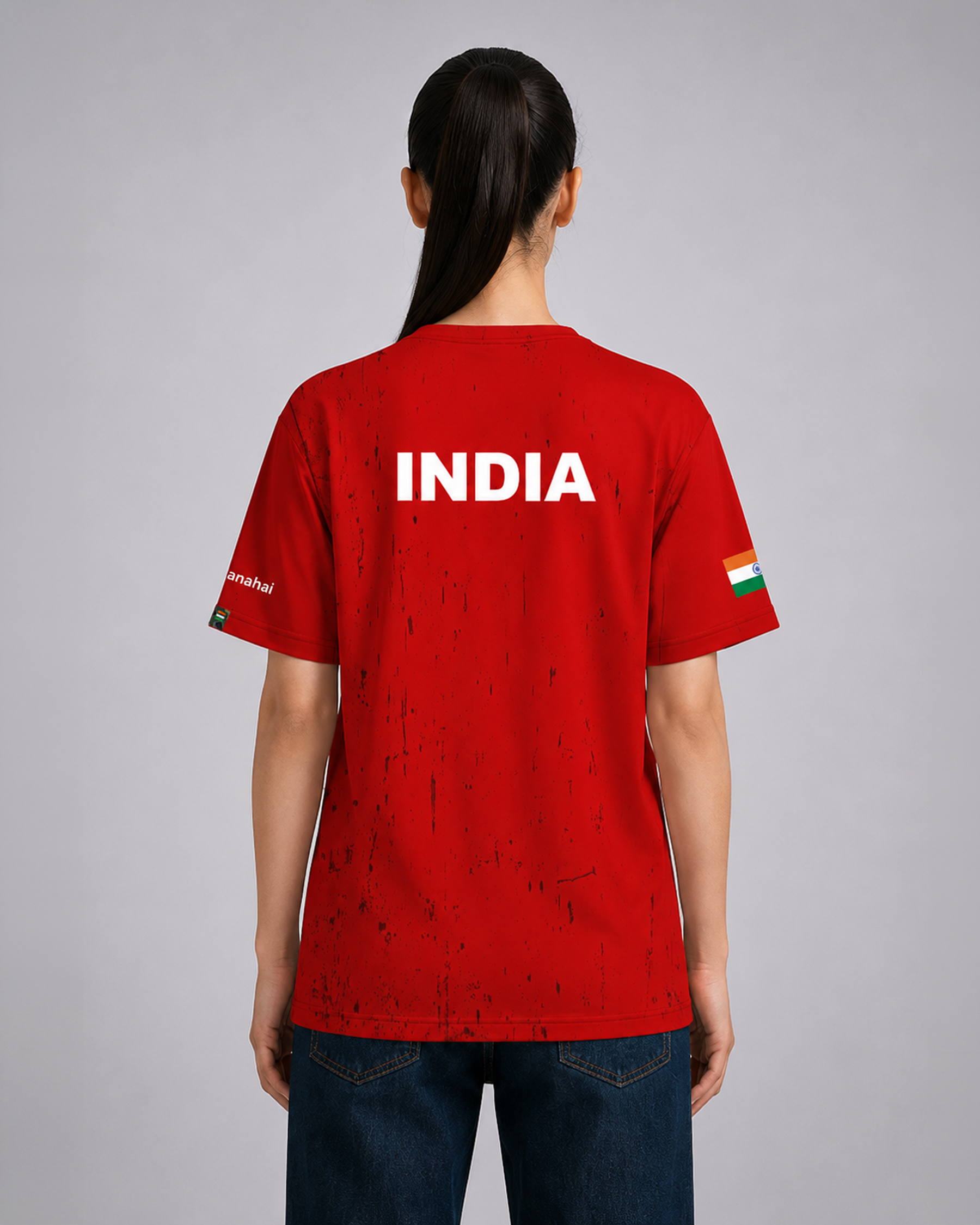 Red Fighter Jet Print Round Neck Dri-Fit T-Shirt