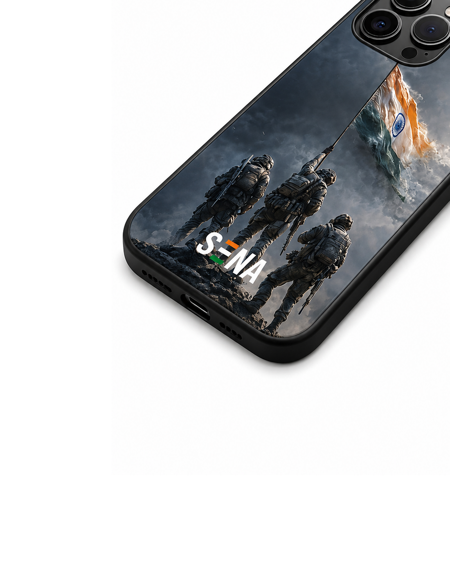 Indian Flag Soldier iPhone Case | MagSafe Compatible Patriotic Cover
