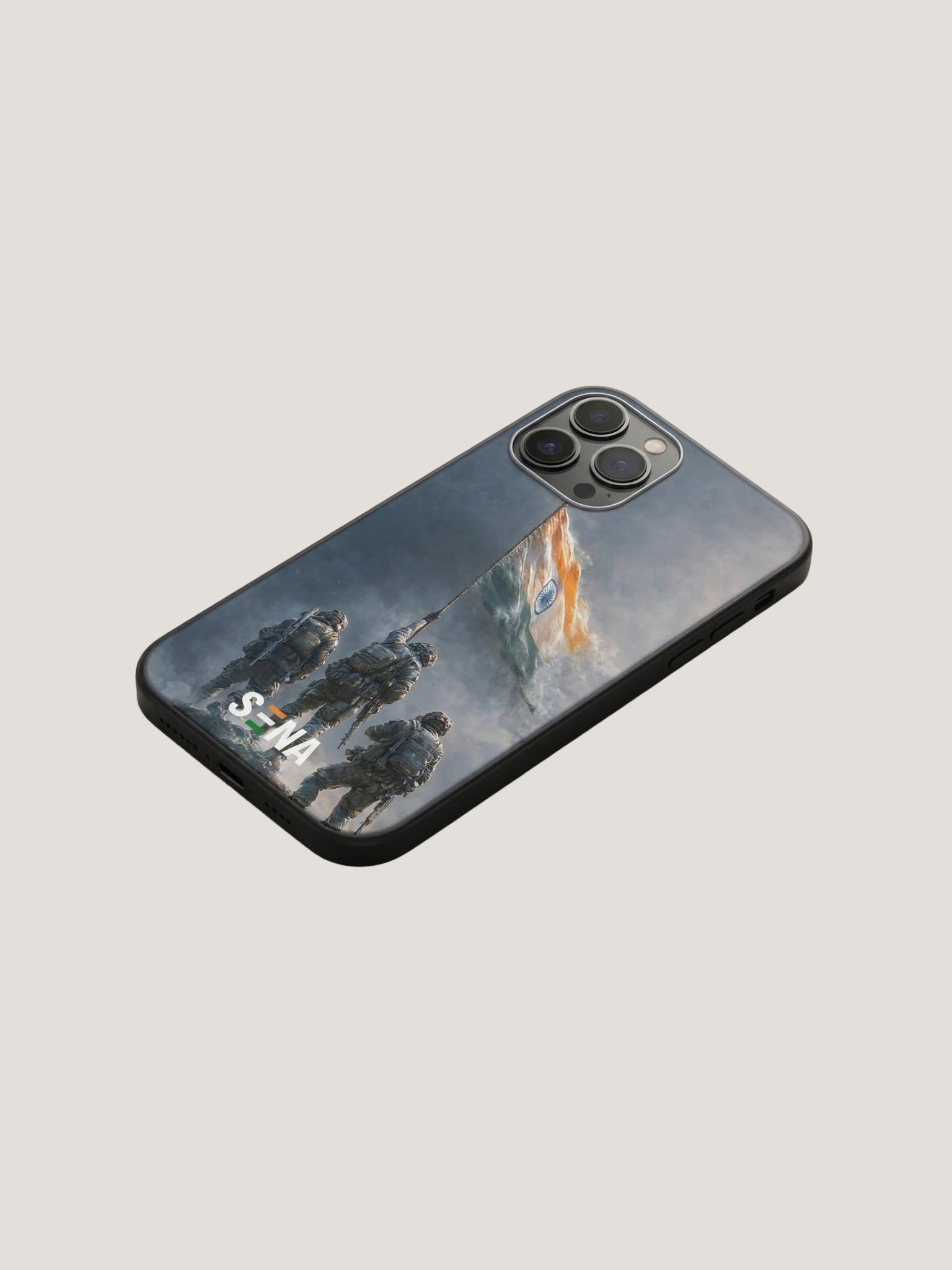 Indian Flag Soldier iPhone Case | MagSafe Compatible Patriotic Cover