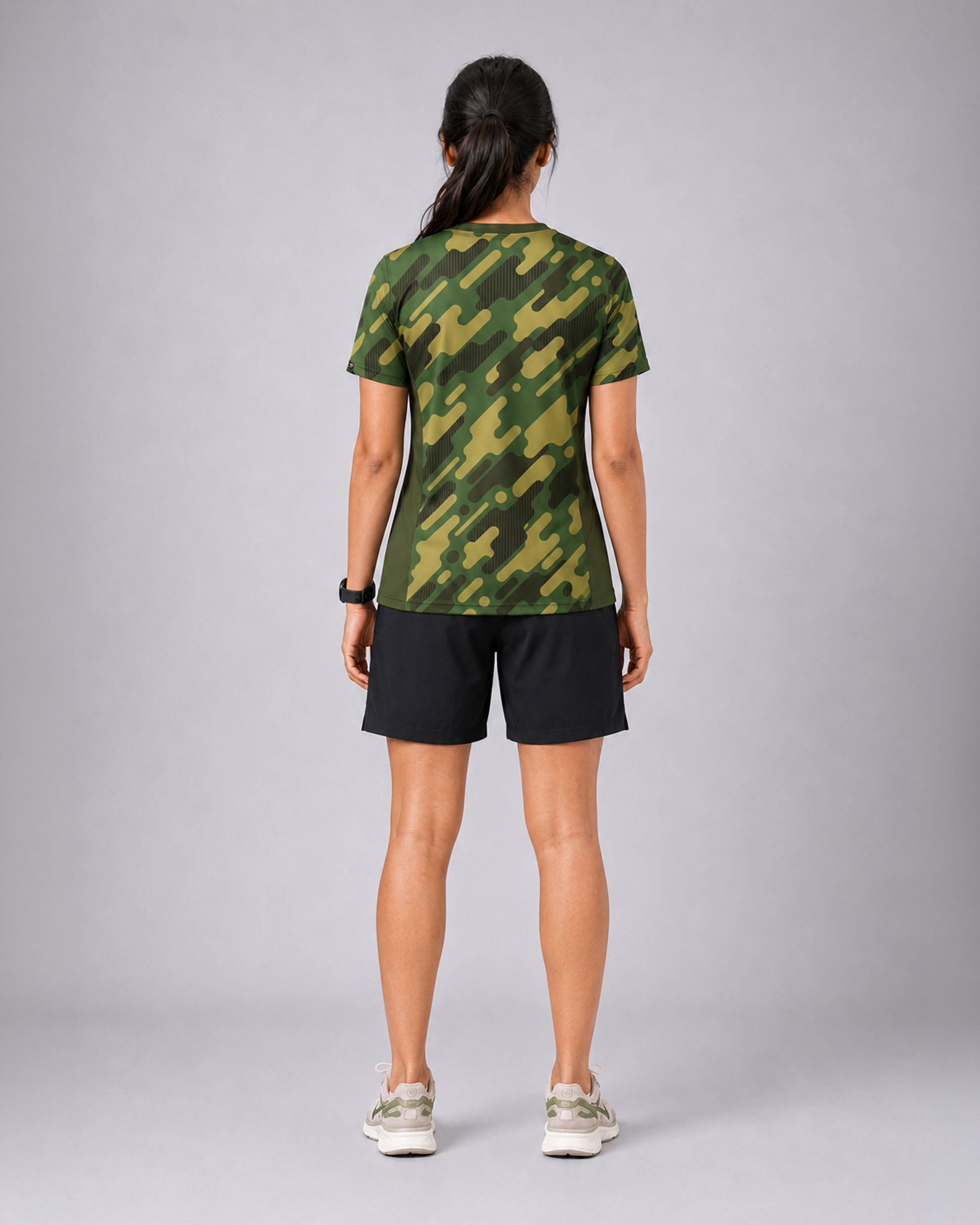 Green Army Camouflage Round Neck 180 GSM Dri-Fit T-Shirt | High-Performance Athleisure Tee