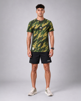 Green Army Camouflage Round Neck 180 GSM Dri-Fit T-Shirt | High-Performance Athleisure Tee