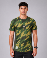 Green Army Camouflage Round Neck 180 GSM Dri-Fit T-Shirt | High-Performance Athleisure Tee