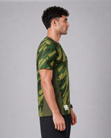 Green Army Camouflage Round Neck 180 GSM Dri-Fit T-Shirt | High-Performance Athleisure Tee