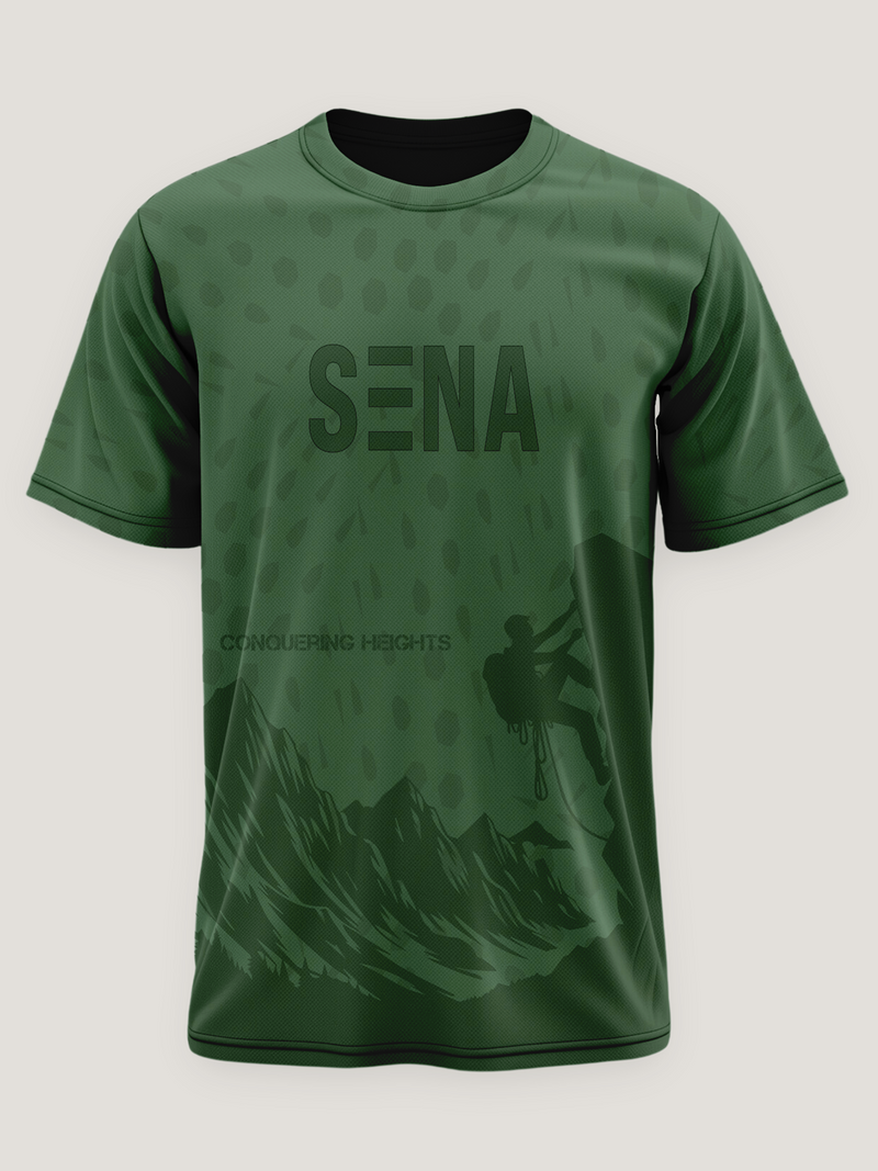 Green Mountain Climber Print Dri- Fit T Shirt