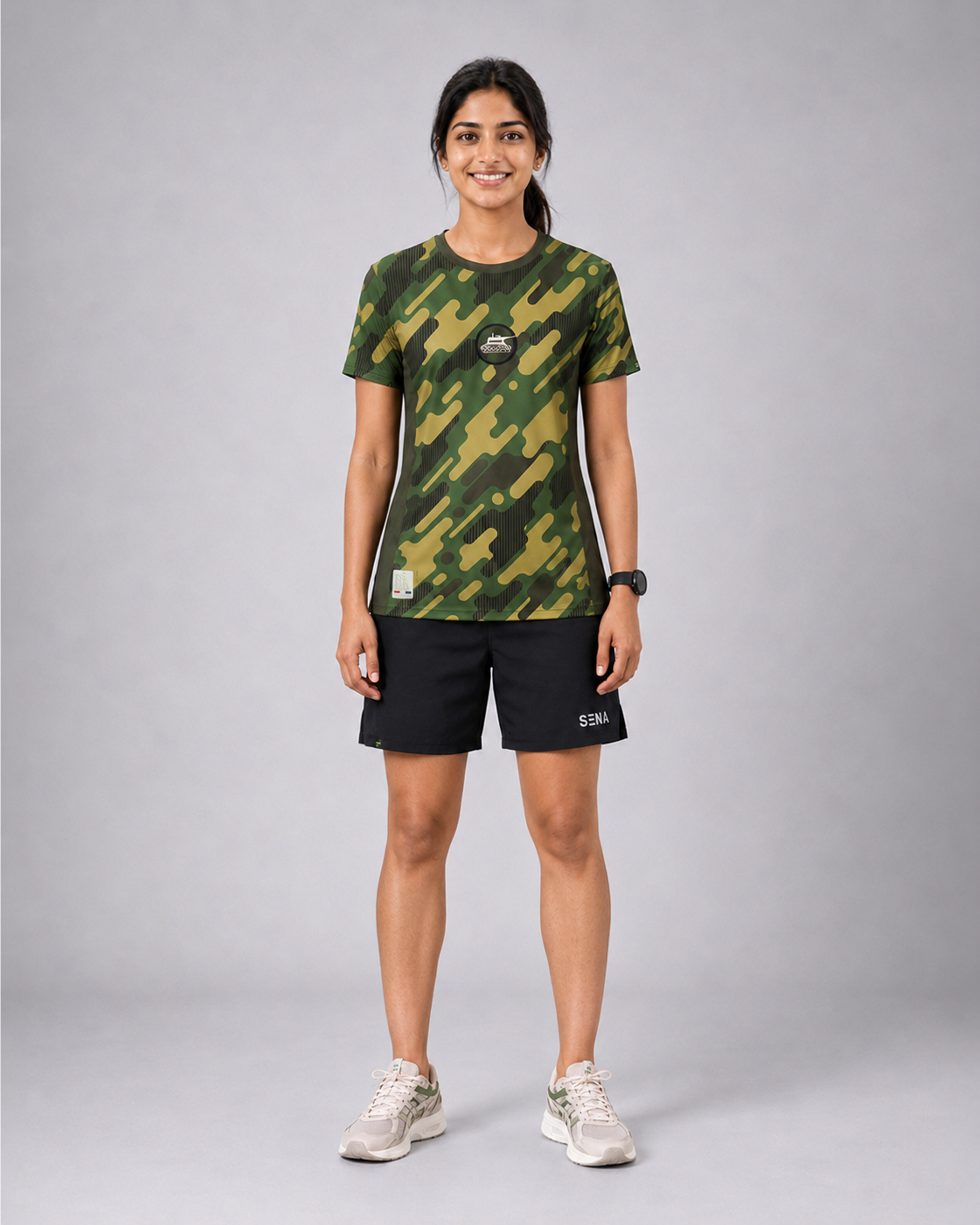 Green Army Camouflage Round Neck 180 GSM Dri-Fit T-Shirt | High-Performance Athleisure Tee