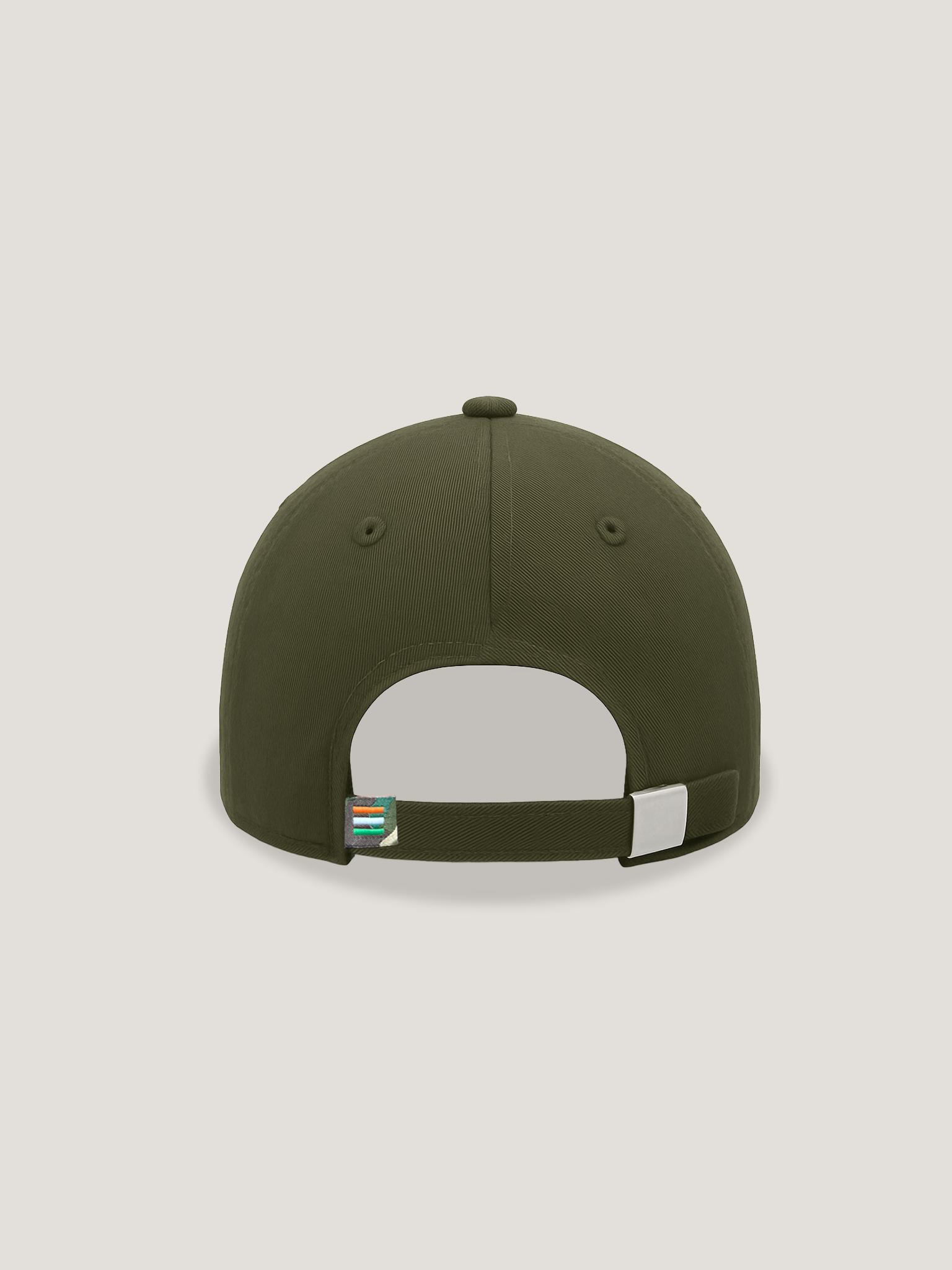 Green cap with a white strap on a light gray background