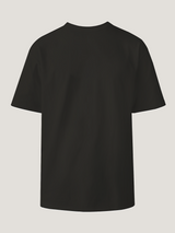 Black t-shirt on a light gray background